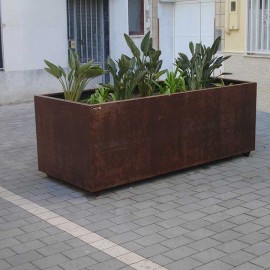 Jardinera rectangular en acer corten
